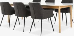 Mesas De Comedor|Conjuntos De Comedor>JYSK MARSTRAND + PURHUSMesa MARSTRAND L200/280 blanco + 4 sillas PURHUS gris Blanco+Natural