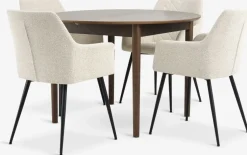 Mesas De Comedor|Conjuntos De Comedor>JYSK MARSTRAND + PURHUSMesa MARSTRAND Ø110 + 4 PURHUS blanco crudo Roble oscuro