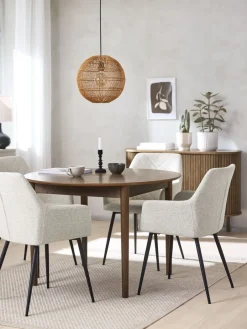 Mesas De Comedor|Conjuntos De Comedor>JYSK MARSTRAND + PURHUSMesa MARSTRAND Ø110 + 4 PURHUS blanco crudo Roble oscuro