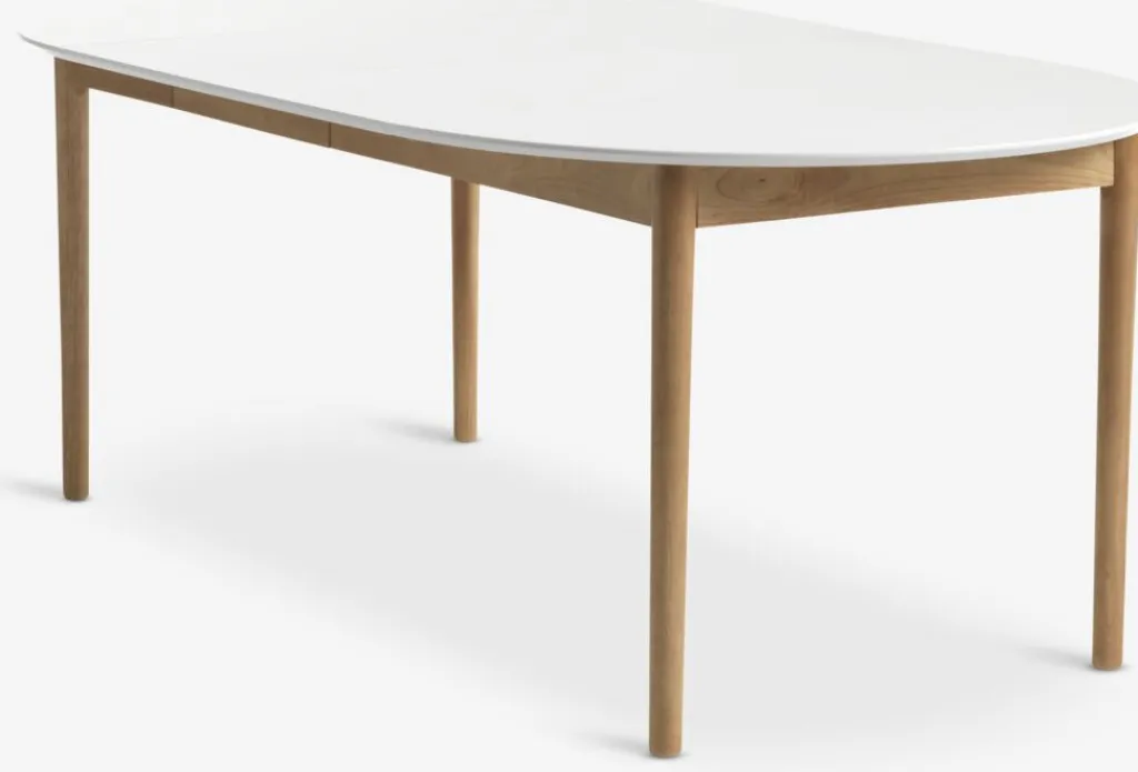 Mesas De Comedor>JYSK MARSTRANDMesa de comedor MARSTRAND Ø110/110x200 blanco/natural Blanco+Natural