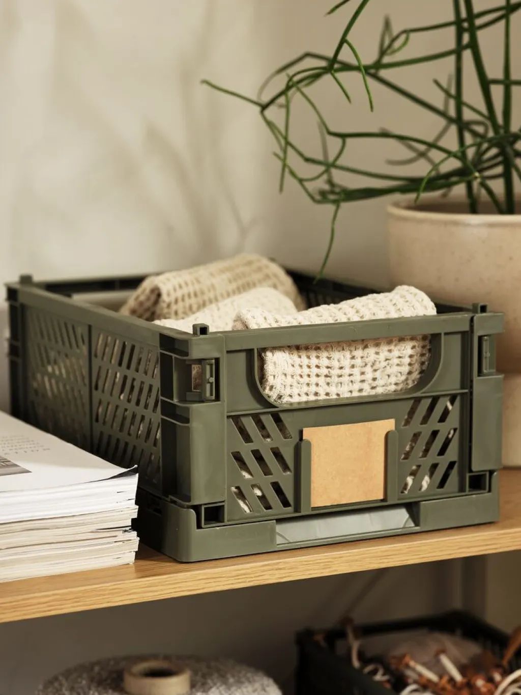 Todas Las Cestas|Almacenaje De Plástico>JYSK MILASCesta MILAS A25xL34xA15 plegable Verde oliva