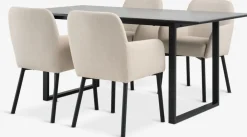 Mesas De Comedor|Conjuntos De Comedor>JYSK MOSELUND + SOTTRUPMesa MOSELUND L180 cerámica + 4 SOTTRUP beis/negro