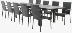 Conjuntos Mesa Y Sillas De Jardín>JYSK MOSS + GUDHJEMMesa MOSS L214/315 + 4 sillas GUDHJEM gris