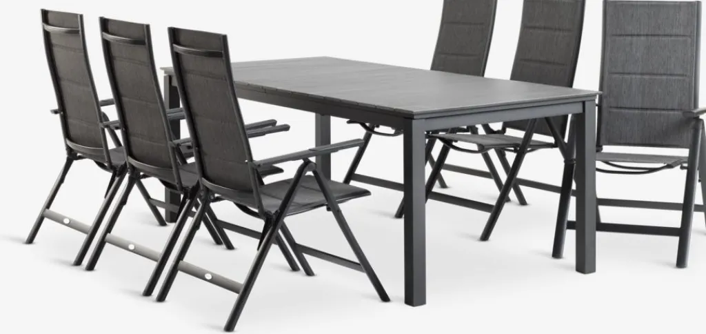 Conjuntos Mesa Y Sillas De Jardín>JUTLANDIA MOSS + MYSENMesa MOSS L214/315 + 4 sillas MYSEN gris