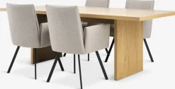 Mesas De Comedor|Conjuntos De Comedor>JYSK MUNKEBY + GJESINGMesa MUNKEBY L220 roble cálido + 4 GJESING beis/negro