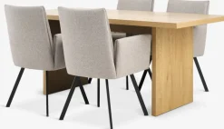 Mesas De Comedor|Conjuntos De Comedor>JYSK MUNKEBY + GJESINGMesa MUNKEBY L180 roble cálido + 4 GJESING beis/negro