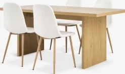 Mesas De Comedor|Conjuntos De Comedor>JYSK MUNKEBY + JONSTRUPMesa MUNKEBY L180 roble cálido + 4 sillas JONSTRUP blanco