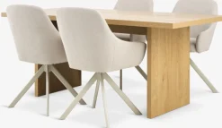 Mesas De Comedor|Conjuntos De Comedor>JYSK MUNKEBY + ROSTRUPMesa MUNKEBY L180 roble cálido + 4 sillas ROSTRUP beis