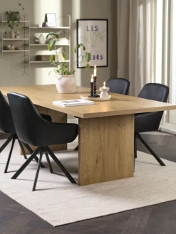 Mesas De Comedor|Conjuntos De Comedor>JYSK MUNKEBY + ROSTRUPMesa MUNKEBY L220 roble cálido + 4 sillas ROSTRUP negro