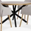 Mesas De Comedor|Conjuntos De Comedor>JYSK NORTOFT + ADSLEVMesa NORTOFT Ø120 roble cálido + 4 sillas ADSLEV beis