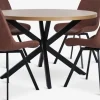 Mesas De Comedor|Conjuntos De Comedor>JYSK NORTOFT + HYGUMMesa NORTOFT Ø120 roble cálido + 4 sillas HYGUM marrón/negro