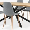 Mesas De Comedor|Conjuntos De Comedor>JYSK NORTOFT + JONSTRUPMesa NORTOFT L200 roble cálido +4 sillas JONSTRUP azul claro