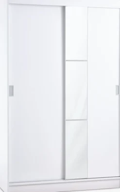 Armarios|Todos Los Armarios>JYSK ODDERArmario ODDER 120x201 2 puertas correderas con espejo Blanco