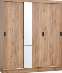 Armarios|Todos Los Armarios>JYSK ODDERArmario ODDER 179x201 3 puertas correderas con espejo roble Roble salvaje natural