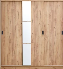 Armarios|Todos Los Armarios>JYSK ODDERArmario ODDER 179x201 3 puertas correderas con espejo roble Roble salvaje natural