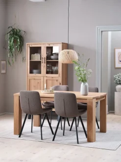 Mesas De Comedor|Conjuntos De Comedor>JYSK OLDE + MELBYMesa OLDE L160 roble + 4 sillas MELBY marrón claro/negro