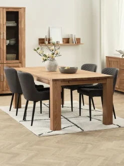 Mesas De Comedor|Conjuntos De Comedor>JYSK OLDE + PEBRINGEMesa OLDE L200 roble natural + 4 sillas PEBRINGE gris/negro