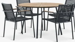 Conjuntos Mesa Y Sillas De Jardín>JUTLANDIA RANGSTRUP + NABEMesa RANGSTRUP Ø110 natural/negro + 4 sillas NABE negro