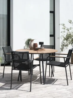 Conjuntos Mesa Y Sillas De Jardín>JUTLANDIA RANGSTRUP + NABEMesa RANGSTRUP Ø110 natural/negro + 4 sillas NABE negro