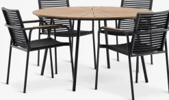 Conjuntos Mesa Y Sillas De Jardín>JUTLANDIA RANGSTRUP + NABEMesa RANGSTRUP Ø130 natural/negro + 4 sillas NABE negro