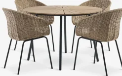 Conjuntos Mesa Y Sillas De Jardín>JYSK RANGSTRUP + TUERNEMesa RANGSTRUP Ø110 + 4 sillas TUERNE natural