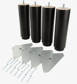 Patas Para Somier>JYSK RAUDSUNDAPatas de cama Ø6xA20cm RAUDSUNDA haya negro 4 unidades