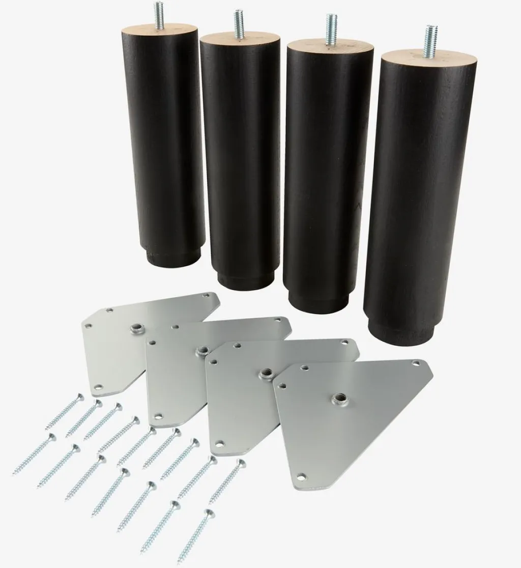 Patas Para Somier>JYSK RAUDSUNDAPatas de cama Ø6xA20cm RAUDSUNDA haya negro 4 unidades