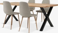 Mesas De Comedor|Conjuntos De Comedor>JYSK ROSLEV + BISTRUPMesa ROSLEV L200 roble natural + 4 sillas BISTRUP arena