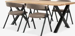 Mesas De Comedor|Conjuntos De Comedor>JYSK ROSLEV + HINDEVADMesa ROSLEV L200 roble natural + 4 HINDEVAD marrón claro