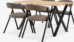 Mesas De Comedor|Conjuntos De Comedor>JYSK ROSLEV + HINDEVADMesa ROSLEV L140 roble natural + 4 HINDEVAD marrón claro