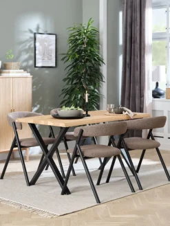 Mesas De Comedor|Conjuntos De Comedor>JYSK ROSLEV + HINDEVADMesa ROSLEV L140 roble natural + 4 HINDEVAD marrón claro