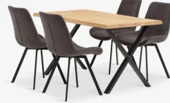 Mesas De Comedor|Conjuntos De Comedor>JYSK ROSLEV + HYGUMMesa ROSLEV L140 roble natural + 4 sillas HYGUM gris