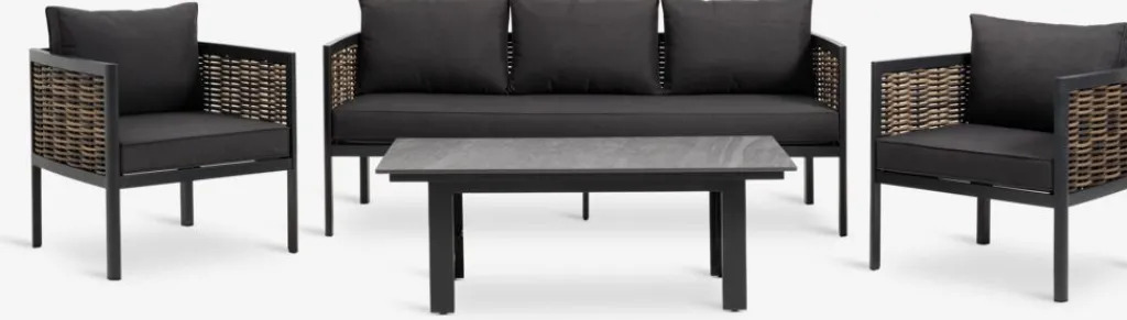 Conjuntos Mesa Y Sillas De Jardín|Muebles De Jardín>JUTLANDIA SALTENConjunto muebles jardín SALTEN 5 plazas secado rápido negro