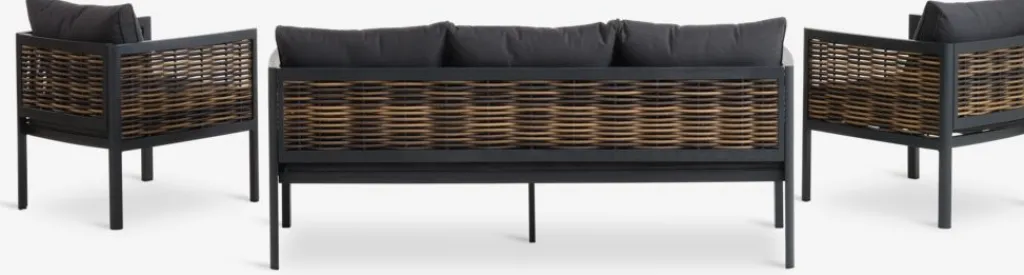 Conjuntos Mesa Y Sillas De Jardín|Muebles De Jardín>JUTLANDIA SALTENConjunto muebles jardín SALTEN 5 plazas secado rápido negro