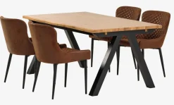 Mesas De Comedor|Conjuntos De Comedor>JYSK SANDBY + PEBRINGEMesa SANDBY L160 roble natural + 4 sillas PEBRINGE marrón Roble natural+Negro