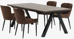 Mesas De Comedor|Conjuntos De Comedor>JYSK SANDBY + PEBRINGEMesa SANDBY L210 roble oscuro + 4 sillas PEBRINGE marrón Roble oscuro+Negro