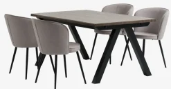 Mesas De Comedor|Conjuntos De Comedor>JYSK SANDBY + RISSKOVMesa SANDBY L160 roble oscuro + 4 RISSKOV gris claro Roble oscuro+Negro