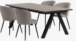 Mesas De Comedor|Conjuntos De Comedor>JYSK SANDBY + RISSKOVMesa SANDBY L210 roble oscuro + 4 sillas RISSKOV gris claro Roble oscuro+Negro