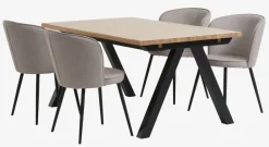 Mesas De Comedor|Conjuntos De Comedor>JYSK SANDBY + RISSKOVMesa SANDBY L160 roble natural + 4 sillas RISSKOV gris claro Roble natural+Negro
