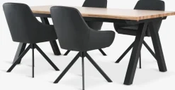 Mesas De Comedor|Conjuntos De Comedor>JYSK SANDBY + ROSTRUPMesa SANDBY L210 roble natural + 4 sillas ROSTRUP negro Roble natural+Negro