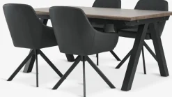 Mesas De Comedor|Conjuntos De Comedor>JYSK SANDBY + ROSTRUPMesa SANDBY L160 roble oscuro + 4 sillas ROSTRUP negro Roble oscuro+Negro