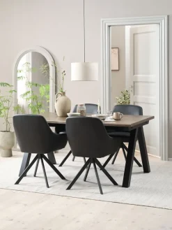 Mesas De Comedor|Conjuntos De Comedor>JYSK SANDBY + ROSTRUPMesa SANDBY L160 roble oscuro + 4 sillas ROSTRUP negro Roble oscuro+Negro