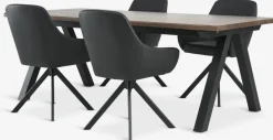 Mesas De Comedor|Conjuntos De Comedor>JYSK SANDBY + ROSTRUPMesa SANDBY L210 roble oscuro + 4 sillas ROSTRUP negro Roble oscuro+Negro