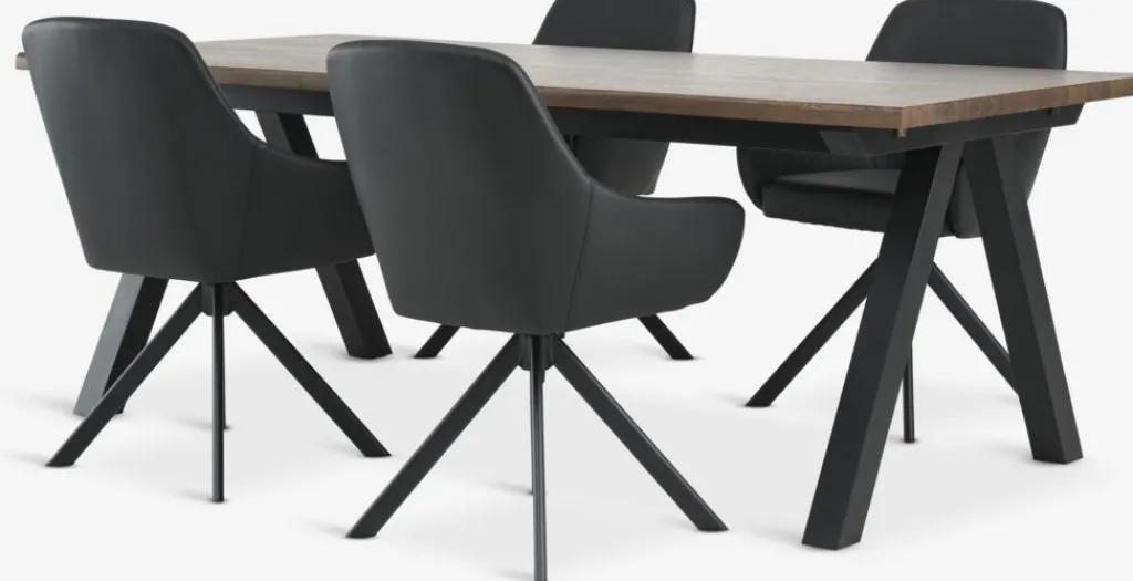 Mesas De Comedor|Conjuntos De Comedor>JYSK SANDBY + ROSTRUPMesa SANDBY L210 roble oscuro + 4 sillas ROSTRUP negro Roble oscuro+Negro