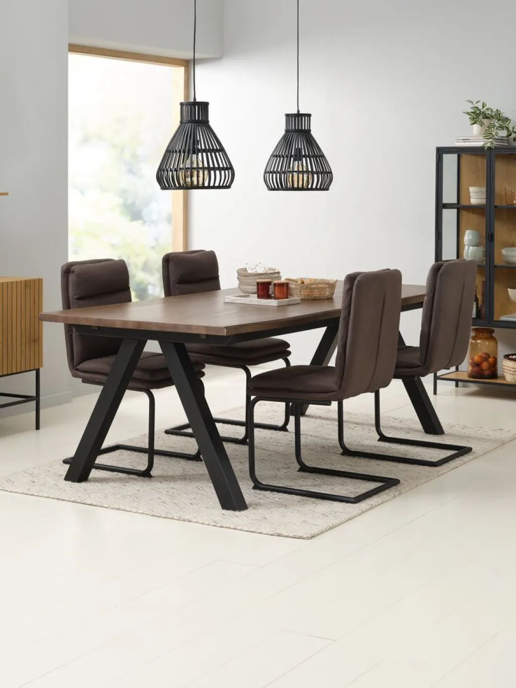 Mesas De Comedor>Royal Oak SANDBYMesa de comedor SANDBY 100x210 roble oscuro Roble oscuro+Negro