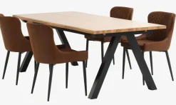 Mesas De Comedor|Conjuntos De Comedor>JYSK SANDBYMesa SANDBY L210 roble natural + 4 sillas PEBRINGE marrón