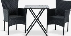 Conjuntos Mesa Y Sillas De Jardín>JYSK SANDVIKA + AIDTMesa SANDVIKA L65 + 2 sillas AIDT negro