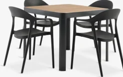 Conjuntos Mesa Y Sillas De Jardín>JYSK SIRDAL + NANNESTADMesa SIRDAL L91 madera dura + 4 sillas NANNESTAD gris
