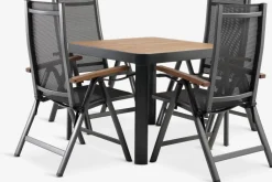 Conjuntos Mesa Y Sillas De Jardín>JUTLANDIA SIRDAL + SIRDALMesa SIRDAL L91 madera dura + 4 sillas SIRDAL gris