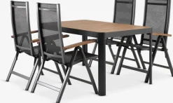 Conjuntos Mesa Y Sillas De Jardín>JUTLANDIA SIRDAL + SIRDALMesa SIRDAL L149 madera dura + 4 sillas SIRDAL gris